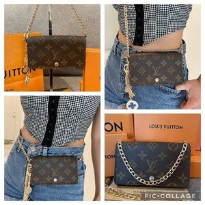 HP 🎉BEAUTIFUL MONOGRAM LOUIS VUITTON PORTE MONNAIE WALLET ON CHAIN